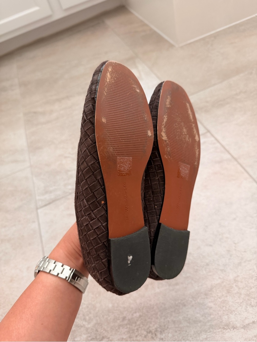 Madewell The Greta Ballet Flats Dark Roast Brown Woven Suede Size 7 - Picture 11 of 12